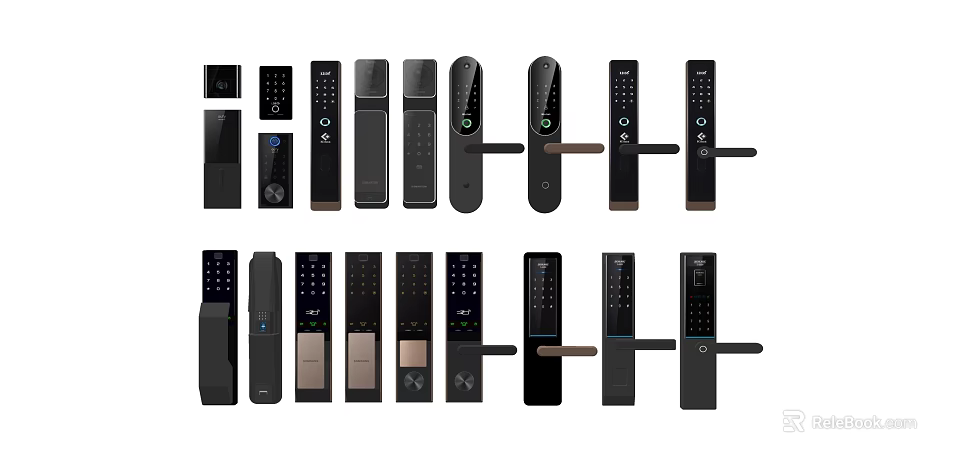 Sleek Black Smart Door Handles With Electronic Locks And Modern Designs 3d model 