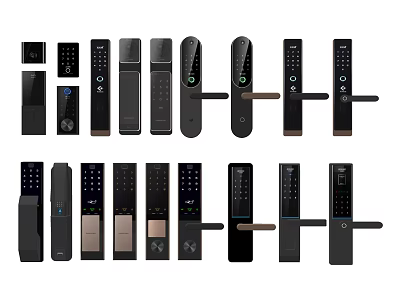 Sleek Black Smart Door Handles With Electronic Locks And Modern Designs 3d model