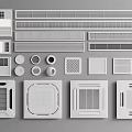 Various Types of Air Conditioner Vents With Different Grid Designs and Shapes