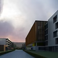 Modern School Campus With Teaching Buildings Sports Ground Running Track And Green Spaces