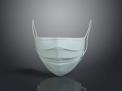 Three Ply Disposable Face Mask With Elastic Ear Loops Isolated On Gray Background 3d model