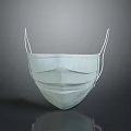 Three Ply Disposable Face Mask With Elastic Ear Loops Isolated On Gray Background