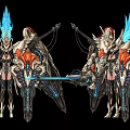 Game And Movie Character With Mechanical Wings Blue Flame Detailed Armor And Energy Sword