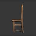 Rustic Wooden Chair With Pointed Top Backrest And Armrests In Brown Finish