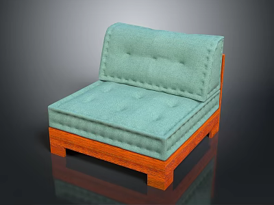 Modern Light Green Upholstered Sofa With Wooden Legs And Tufted Design Details 3d model