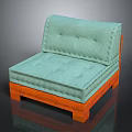 Modern Light Green Upholstered Sofa With Wooden Legs And Tufted Design Details