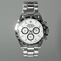 Rolex Chronograph Watch With White Dial Black Bezel And Stainless Steel Bracelet
