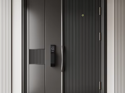 Modern Security Door With Keypad Lock And Sleek Design 3d model