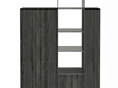 Dark Wood Grain Storage Cabinet With Open Shelves And Modern Design 3d model