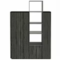 Dark Wood Grain Storage Cabinet With Open Shelves And Modern Design