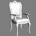 Elegant European Style Carved Dining Chair With Floral Upholstered Backrest And Armrests
