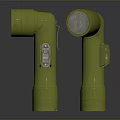Two Green Vintage Flashlights With Plastic Body And Round Illuminated Lampshade