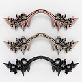 Decorative Furniture Handles with Black and Copper Ornate Leaf Carvings 12.5cm Size for Cabinets