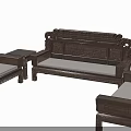 Wooden Chinese Style Carved Sofa Combination With Light Cushions Sectional Single Sofas And Coffee Table