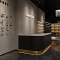 Modern Boutique Store Interior With Marble Counter Display Shelves And Hanging Pendant Lamp