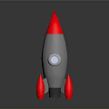 Space Rocket With Silver Body Red Tip Fins And Circular Window Design