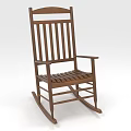 Wooden Rocking Chair With Slatted Backrest Armrests And Curved Rocking Base