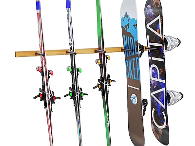 Wall Mounted Ski And Snowboard Rack For Organized Winter Sports Equipment Storage 3d model