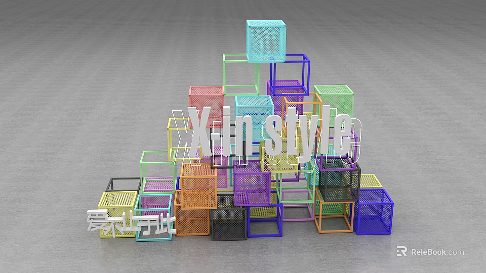 Commercial Storage Baskets With Various Colors Wire Mesh Stackable Retail Organizers 3d model