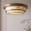 Chinese Style Round Ceiling Light With Bamboo Pattern For Home Interior Lighting 3d model
