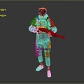 Game Movie Character Wearing Tactical Armored Suit And Helmet Holding Assault Rifle