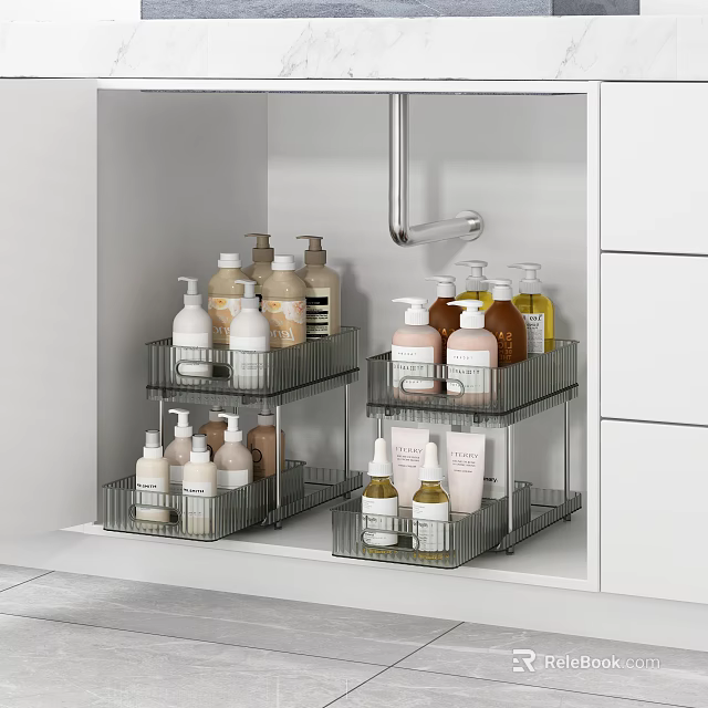 Metal Bathroom Countertop Organizer Rack With Multitier Shelves For Toiletries Storage Space 3d model 