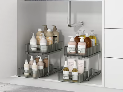 Metal Bathroom Countertop Organizer Rack With Multitier Shelves For Toiletries Storage Space 3d model