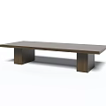 Modern Wooden Tea Table With Dark Brown Long Rectangular Top And Square Legs 3d model