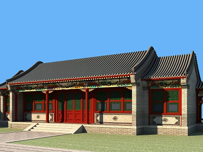 Chinese Ancient Building Painting 3d model