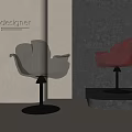 Modern Designer Dining Chairs in Silver Gold and Red with Unique Leaf Shape 3d model