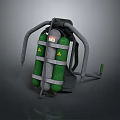 Green Gas Cylinders Backpack Frame Device With Gray Straps And Handles 3d model