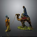 Decorative Three Wise Men Camel Statues On Wooden Display Cabinet