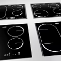 Kitchen Appliances Electric Hobs With Different Design Black Panel And Multiple Heating Zones 3d model