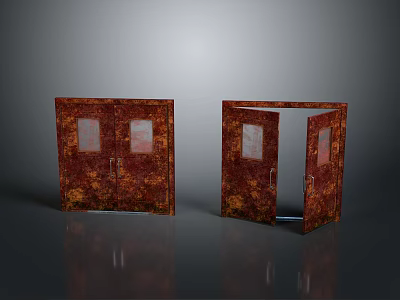Double Doors With Textured Surface And Glass Panels In Open And Closed States Design 3d model