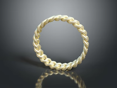 Fashionable Golden Braided Bracelet With Intricate Woven Design And Shiny Metal 3d model