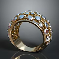 Luxury Fashion Gold Ring With Embedded Shiny Gemstones And Elegant Design