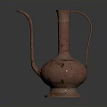Copper Decorative Ewer With Intricate Floral Engravings And Long Spout