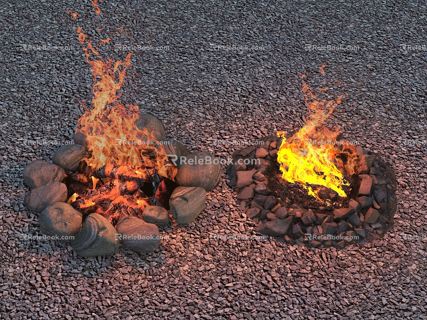 fire pile flame bonfire 3d model