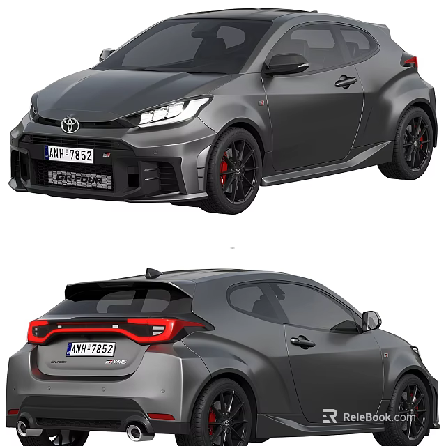 Toyota Sporty Gray Car Exterior Design With Performance Features And Red Accents 3d model 