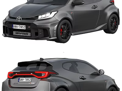 Toyota Sporty Gray Car Exterior Design With Performance Features And Red Accents 3d model