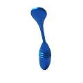 Blue Metal Spoon With Ribbed Design And Long Handle For Kitchen Use