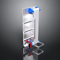 Industrial Metal Equipment Featuring Multi Layer Structure Blue Red Components And Rolling Wheels