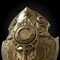 Ancient Golden Ornate Shield With Intricate Carvings And Decorative Design