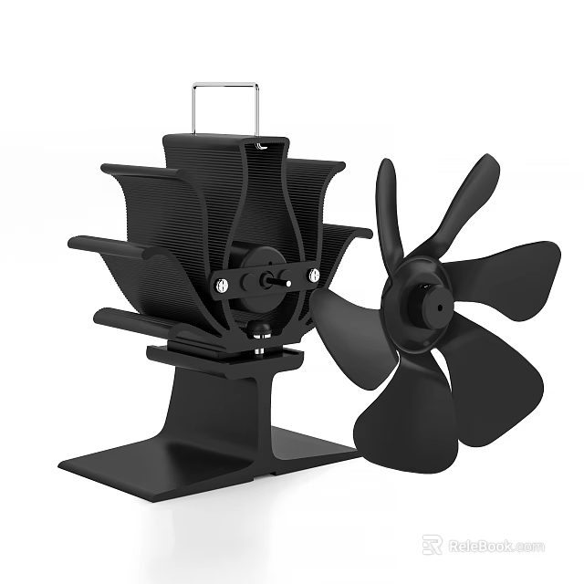 Black Fan Blade And Support Bracket Accessory For Home Appliances 3d model 