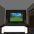 Indoor Golf Fitness Training with Large Screen Simulator and Practice Mat