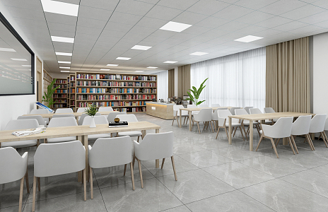 modern library 3d model