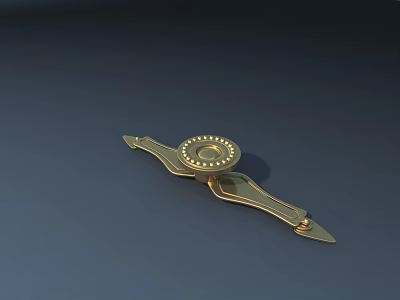 Golden Decorative Door Handle With Circular Design And Metal Construction For Home 3d model