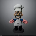 Cartoon Chef Figure With White Hat Black Hair Beard And Pink Gloves