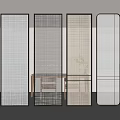Modern Minimalist Room Divider Screens With Geometric Wire Mesh Frames 3d model