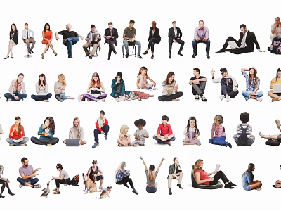 Diverse Group of People in Various Poses Sitting Standing and Engaging in Activities 3d model